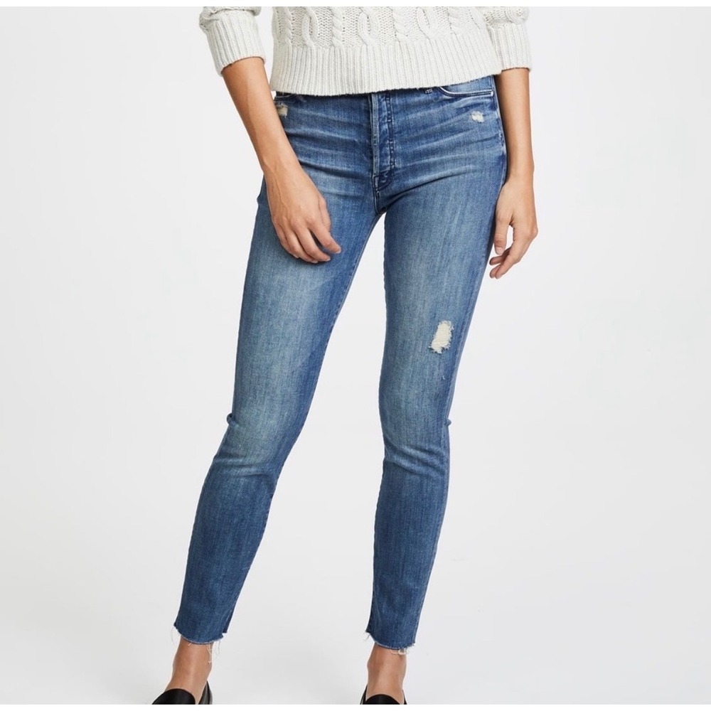 Mother Denim The Stunner Ankle Fray Jeans Graffiti Girl Button Fly Size 24
